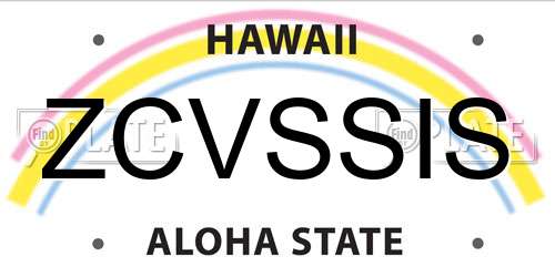 ZCVSSIS Hawaii License Plate