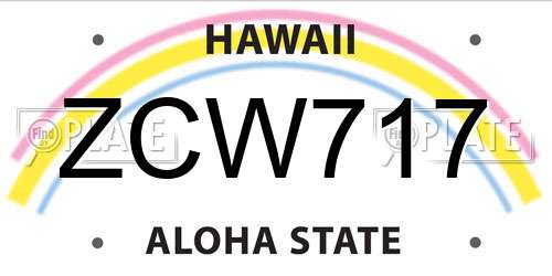ZCW717 Hawaii License Plate