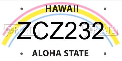 ZCZ232 Hawaii License Plate