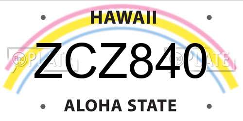 ZCZ840 Hawaii License Plate