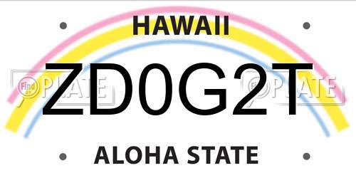 ZD0G2T Hawaii License Plate