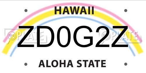 ZD0G2Z Hawaii License Plate