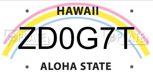 ZD0G7T Hawaii License Plate
