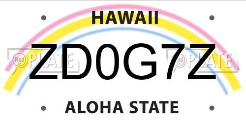 ZD0G7Z Hawaii License Plate
