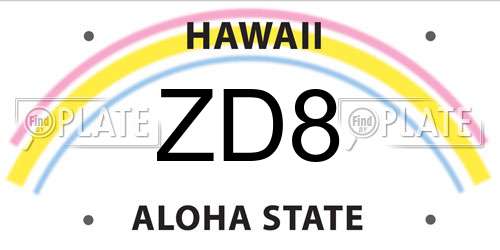 ZD8 Hawaii License Plate