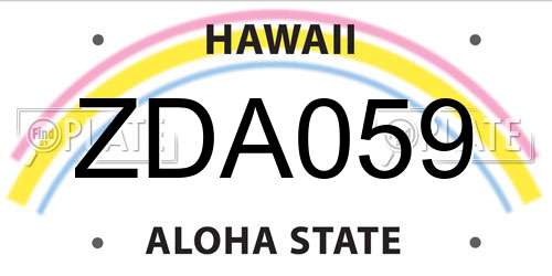 ZDA059 Hawaii License Plate