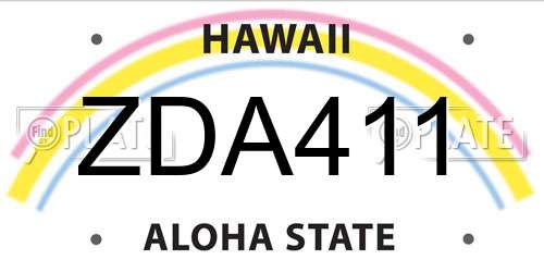 ZDA411 Hawaii License Plate