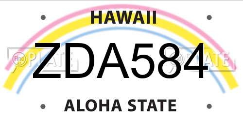 ZDA584 Hawaii License Plate