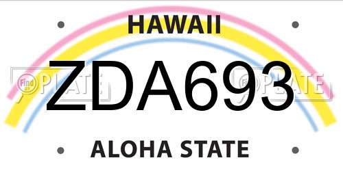 ZDA693 Hawaii License Plate