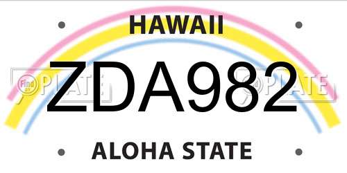 ZDA982 Hawaii License Plate