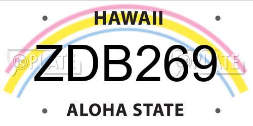 ZDB269 Hawaii License Plate