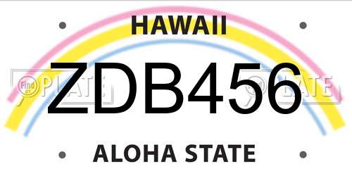 ZDB456 Hawaii License Plate
