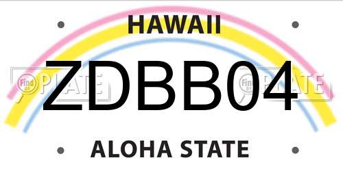 ZDBB04 Hawaii License Plate