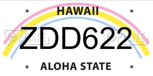 ZDD622 Hawaii License Plate