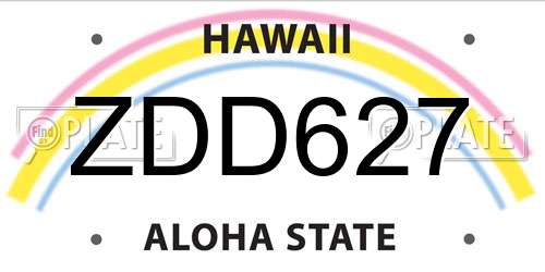 ZDD627 Hawaii License Plate