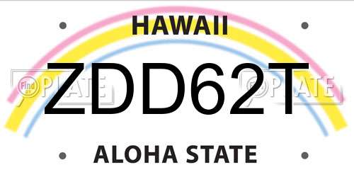 ZDD62T Hawaii License Plate