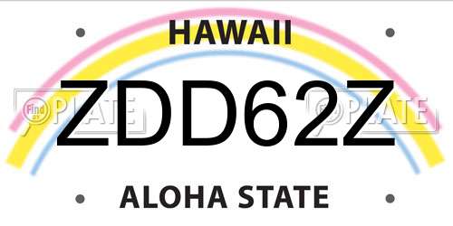 ZDD62Z Hawaii License Plate