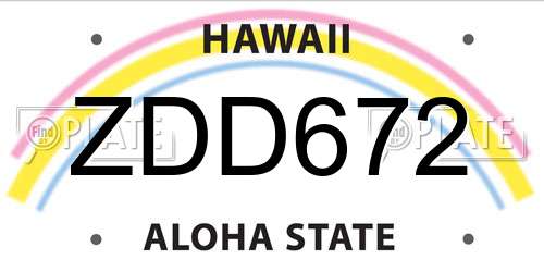 ZDD672 Hawaii License Plate