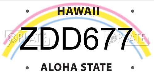 ZDD677 Hawaii License Plate