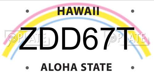 ZDD67T Hawaii License Plate