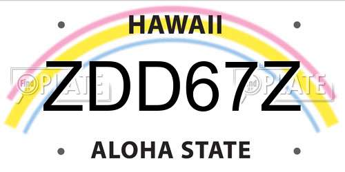 ZDD67Z Hawaii License Plate
