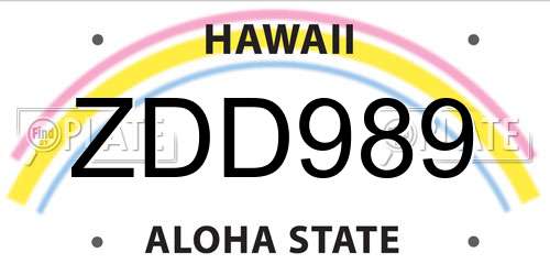 ZDD989 Hawaii License Plate