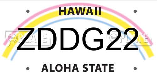 ZDDG22 Hawaii License Plate