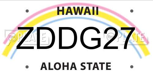 ZDDG27 Hawaii License Plate