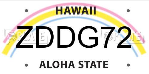 ZDDG72 Hawaii License Plate