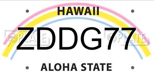 ZDDG77 Hawaii License Plate