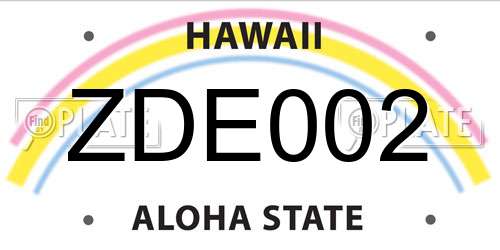 ZDE002 Hawaii License Plate