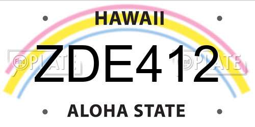 ZDE412 Hawaii License Plate