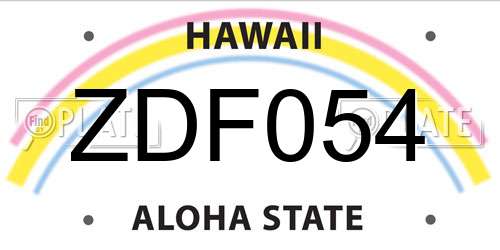 ZDF054 Hawaii License Plate