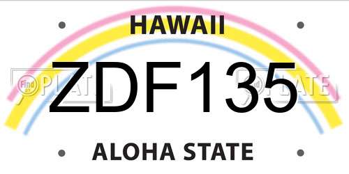 ZDF135 Hawaii License Plate