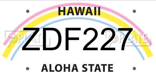 ZDF227 Hawaii License Plate