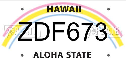 ZDF673 Hawaii License Plate