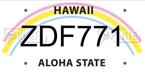ZDF771 Hawaii License Plate