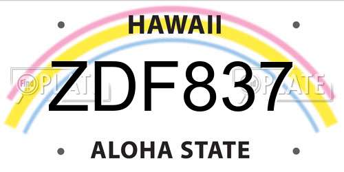 ZDF837 Hawaii License Plate
