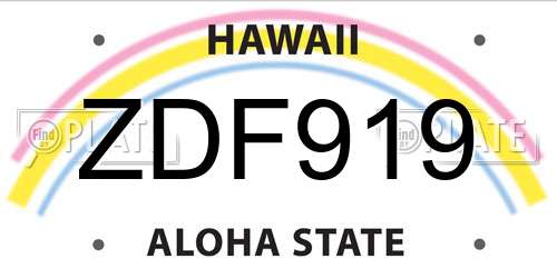 ZDF919 Hawaii License Plate