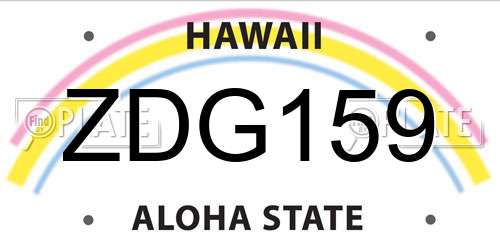 ZDG159 Hawaii License Plate