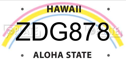 ZDG878 Hawaii License Plate