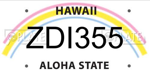 ZDI355 Hawaii License Plate