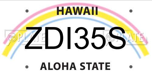 ZDI35S Hawaii License Plate