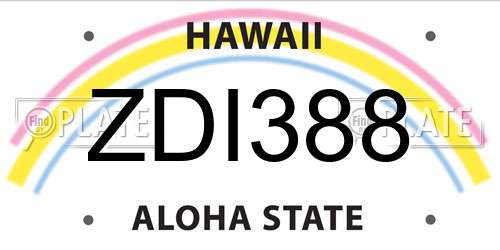 ZDI388 Hawaii License Plate