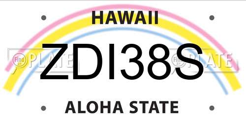ZDI38S Hawaii License Plate