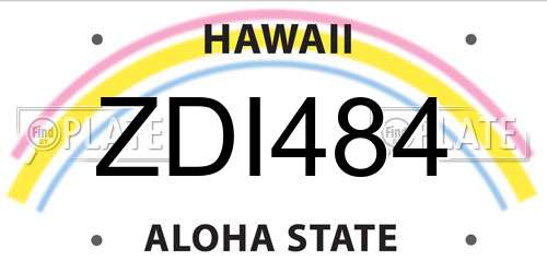 ZDI484 Hawaii License Plate
