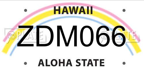 ZDM066 Hawaii License Plate