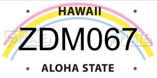 ZDM067 Hawaii License Plate