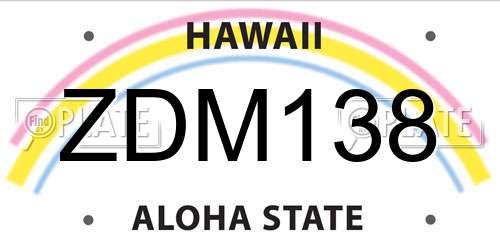 ZDM138 Hawaii License Plate