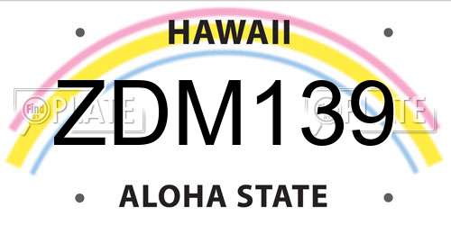 ZDM139 Hawaii License Plate